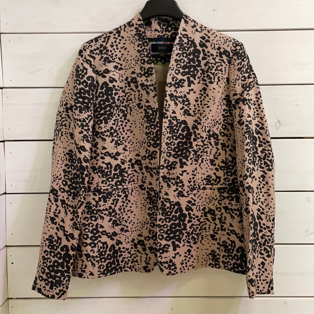 J. Crew Going Out Linen Leopard Blazer NWT